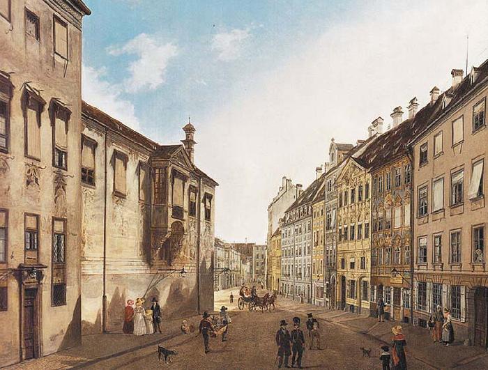 Domenico Quaglio The Residenzstrabe in front of the Max-Joseph-Platz in the year 1826 oil painting picture